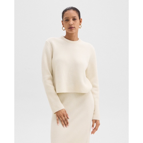 띠어리 Crewneck Sweater in Felted Wool-Cashmere