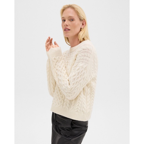 띠어리 Cable Knit Sweater in Felted Wool-Cashmere