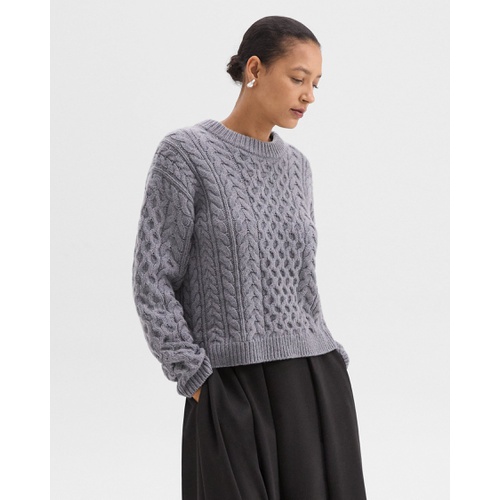 띠어리 Cable Knit Sweater in Felted Wool-Cashmere