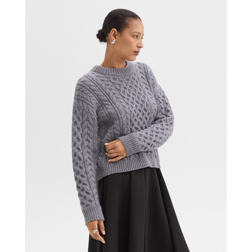 띠어리 Cable Knit Sweater in Felted Wool-Cashmere