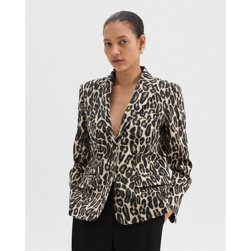 띠어리 Tailored Blazer in Stretch Leopard Wool