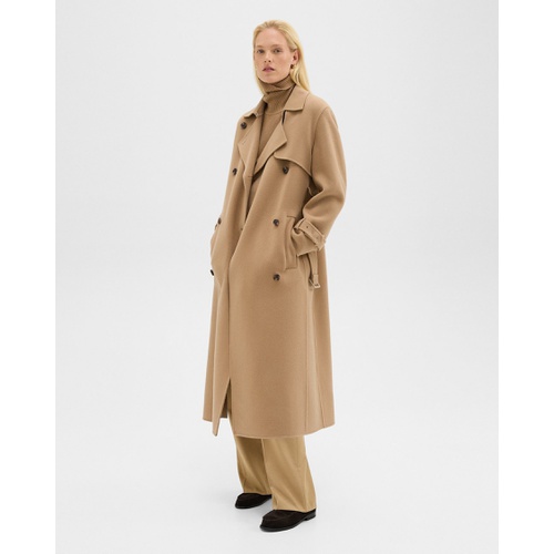 띠어리 Relaxed Trench Coat in Double-Face Wool-Cashmere