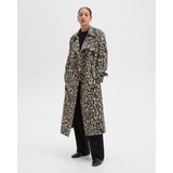 Relaxed Trench Coat in Stretch Leopard Wool