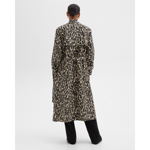 띠어리 Relaxed Trench Coat in Stretch Leopard Wool