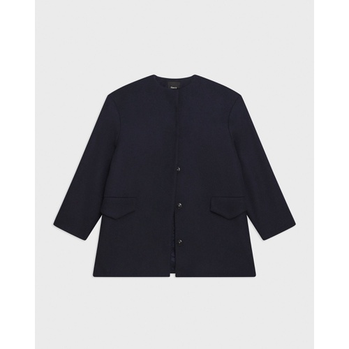 띠어리 Cape Back Coat in Recycled Wool-Blend Melton