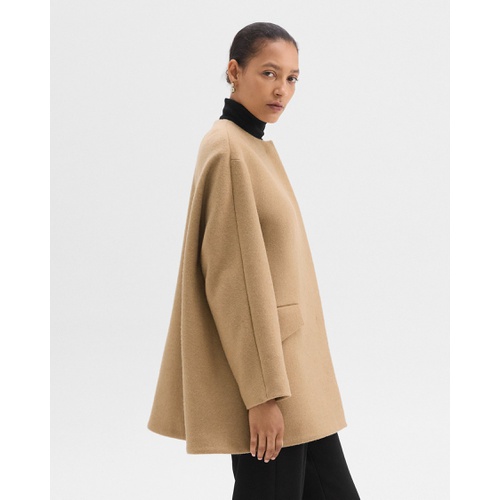 띠어리 Cape Back Coat in Recycled Wool-Blend Melton