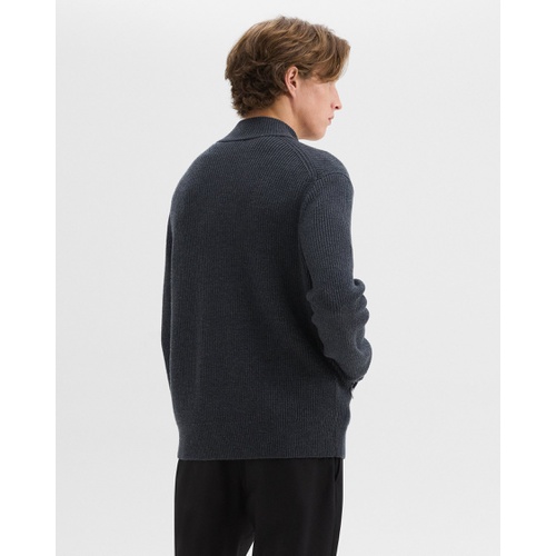 띠어리 Ribbed Zip-Up Cardigan in Merino Wool