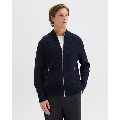 띠어리 Ribbed Zip-Up Cardigan in Merino Wool