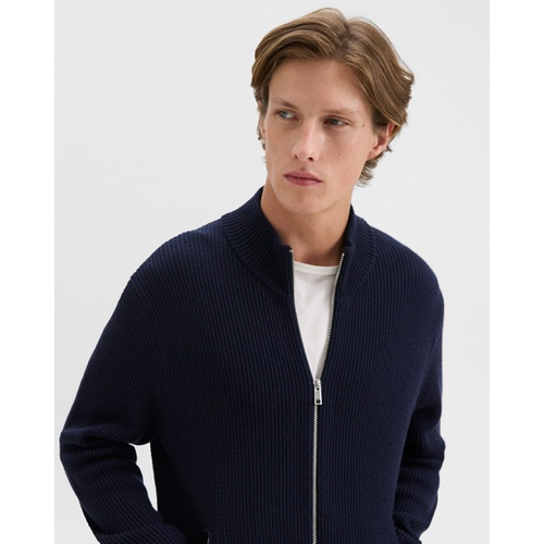 띠어리 Ribbed Zip-Up Cardigan in Merino Wool