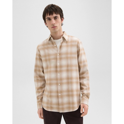 띠어리 Irving Shirt in Plaid Cotton Flannel