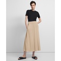 Ribbed Waist Volume Skirt in Silk