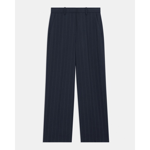 띠어리 High-Waist Straight-Leg Pant in Striped Stretch Wool