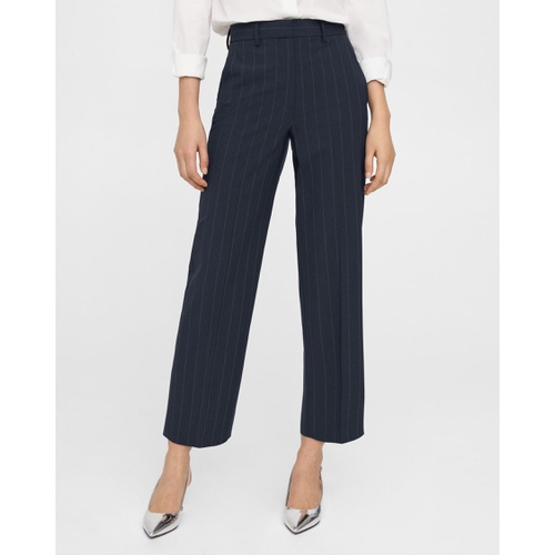 띠어리 High-Waist Straight-Leg Pant in Striped Stretch Wool