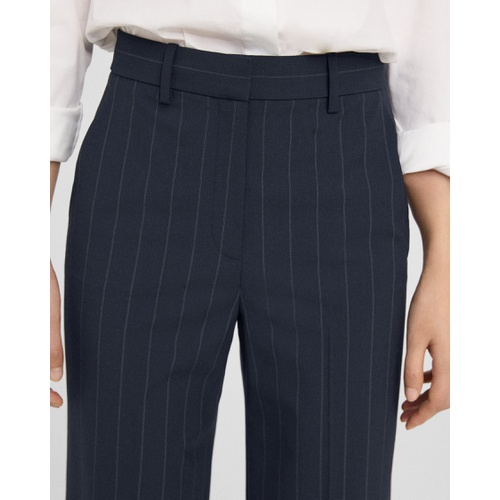 띠어리 High-Waist Straight-Leg Pant in Striped Stretch Wool