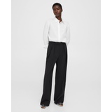 Pleated Wide-Leg Pant in Stretch Wool