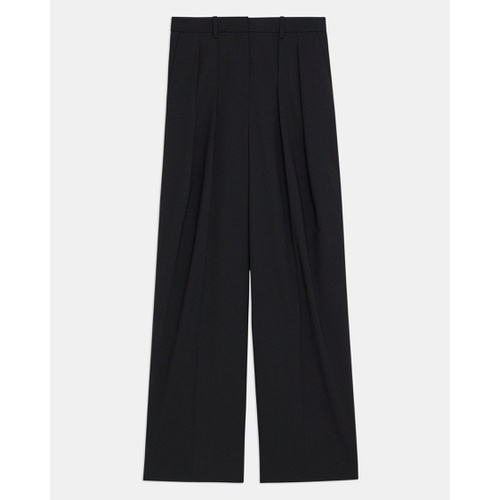 띠어리 Pleated Wide-Leg Pant in Stretch Wool