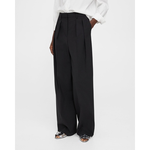 띠어리 Pleated Wide-Leg Pant in Stretch Wool