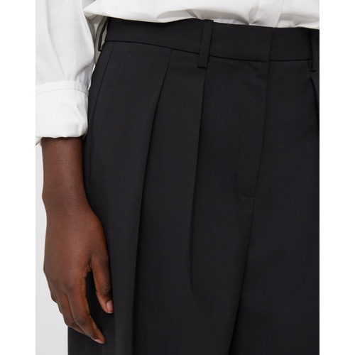 띠어리 Pleated Wide-Leg Pant in Stretch Wool