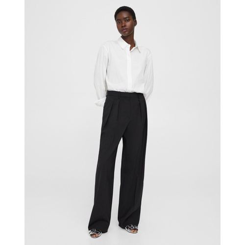 띠어리 Pleated Wide-Leg Pant in Stretch Wool