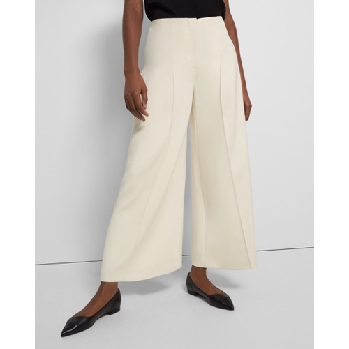 띠어리 Pleated Wide-Leg Pant in Admiral Crepe