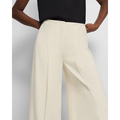 띠어리 Pleated Wide-Leg Pant in Admiral Crepe