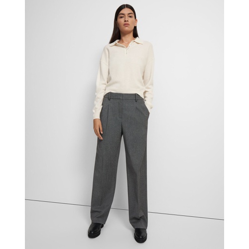 띠어리 Pleated Wide-Leg Pant in Soft Twill