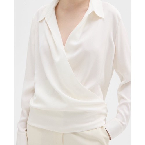 띠어리 Wrap Blouse in Silk Georgette