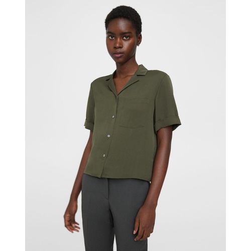 띠어리 Camp Shirt in Silk Georgette