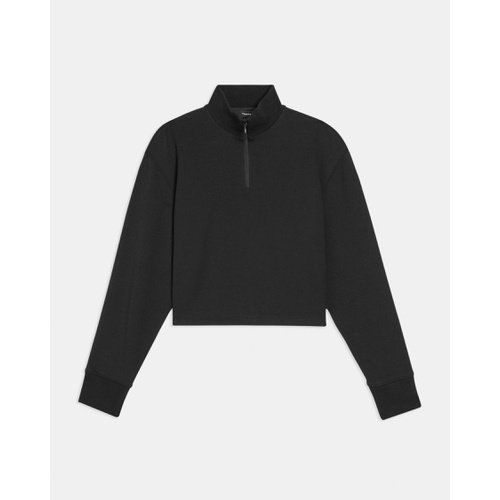 띠어리 Cropped Half-Zip Sweatshirt in Double-Knit Jersey