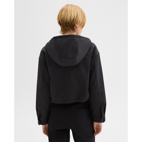 띠어리 Cropped Zip-Up Hoodie in Wool-Blend Twill