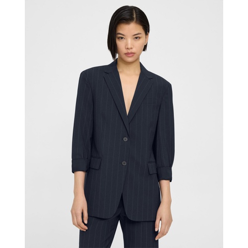 띠어리 Cuffed Blazer in Striped Stretch Wool