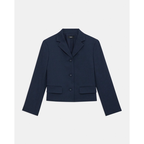 띠어리 Cropped Jacket in Textured Gabardine