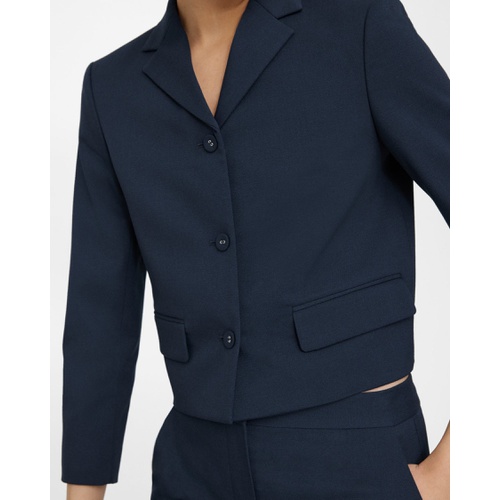 띠어리 Cropped Jacket in Textured Gabardine