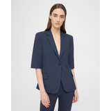 Short-Sleeve Blazer in Stretch Wool