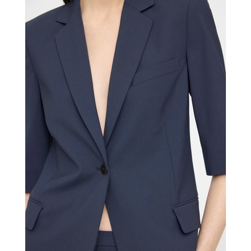 띠어리 Short-Sleeve Blazer in Stretch Wool