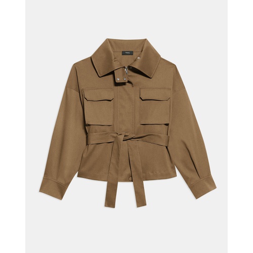 띠어리 Belted Cargo Jacket in Cotton-Nylon Twill