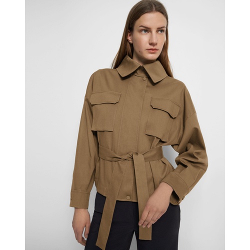 띠어리 Belted Cargo Jacket in Cotton-Nylon Twill