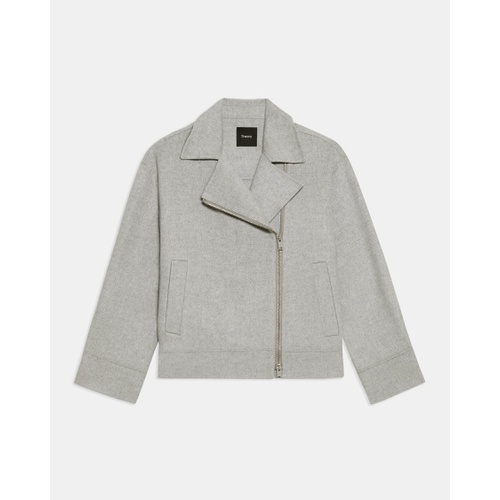 띠어리 Oversized Moto Jacket in Double-Face Wool-Cashmere