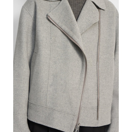 띠어리 Oversized Moto Jacket in Double-Face Wool-Cashmere