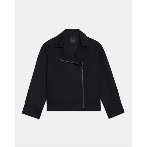 띠어리 Oversized Moto Jacket in Double-Face Wool-Cashmere