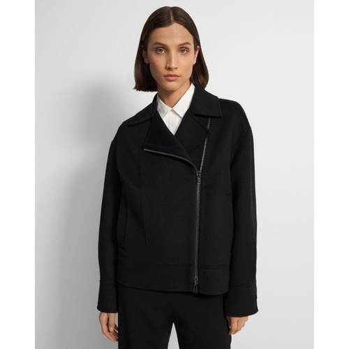 띠어리 Oversized Moto Jacket in Double-Face Wool-Cashmere