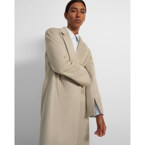 띠어리 Long Double Breasted Coat in Cashmere