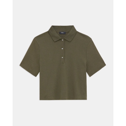 띠어리 Cropped Polo in Cotton Jersey