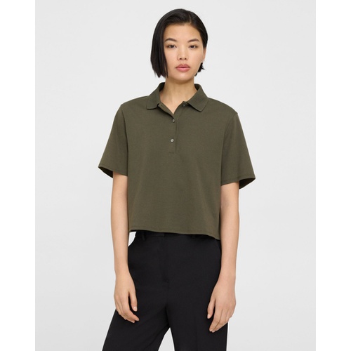 띠어리 Cropped Polo in Cotton Jersey