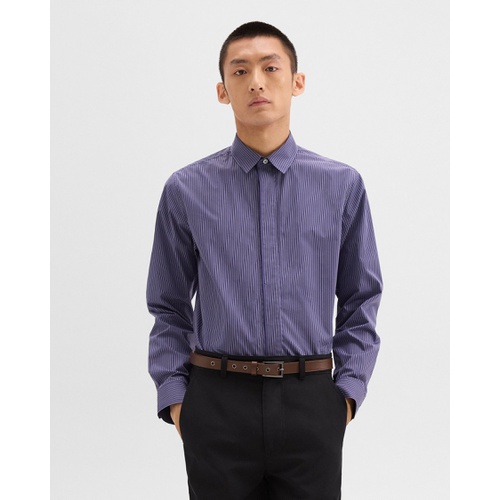 띠어리 Straight Shirt in Striped Cotton-Blend