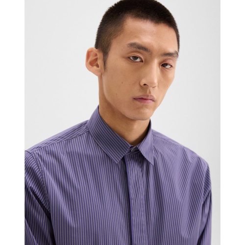 띠어리 Straight Shirt in Striped Cotton-Blend