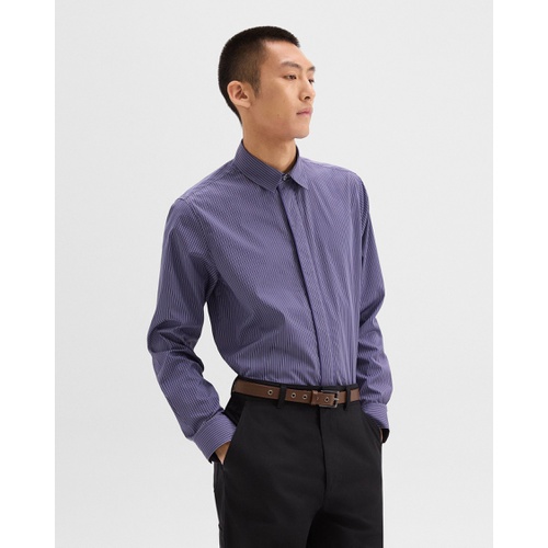 띠어리 Straight Shirt in Striped Cotton-Blend