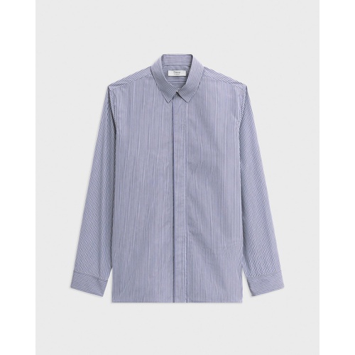 띠어리 Straight Shirt in Striped Cotton-Blend