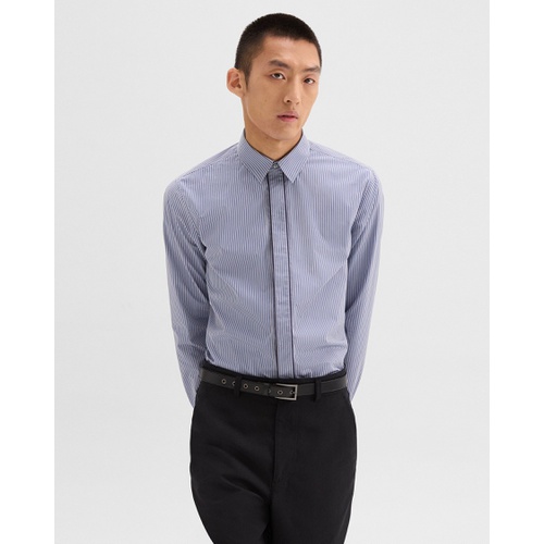 띠어리 Straight Shirt in Striped Cotton-Blend