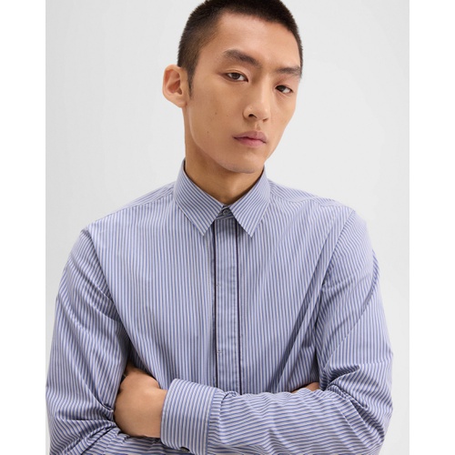 띠어리 Straight Shirt in Striped Cotton-Blend